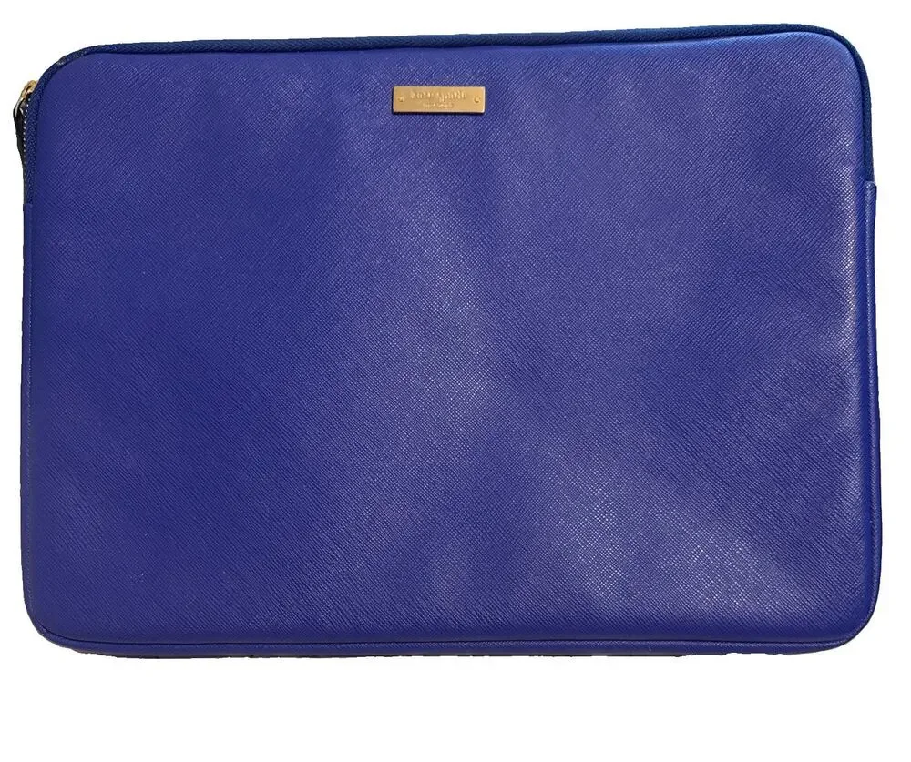 Kate Spade Saffiano Laptop Sleeve – Blue Faux Leather – Fits up to 13.5